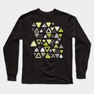 Summer Yellow Triangles on Grey Long Sleeve T-Shirt